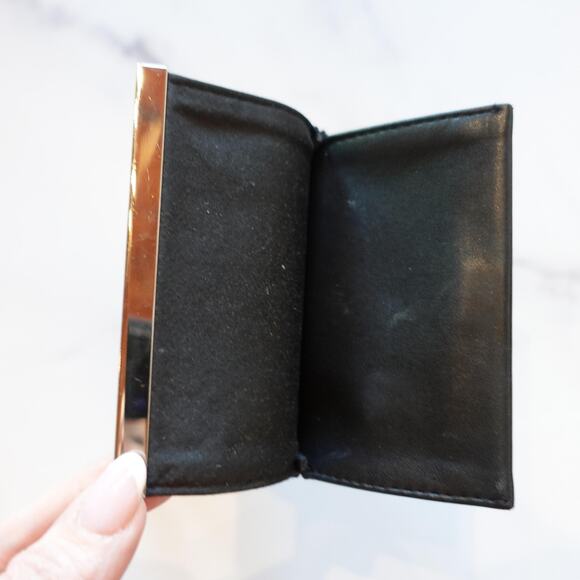 Fendi Black Leather Sunglass Eyeglass Case Pouch Gold Tone Metal Trim Holder - Picture 4 of 8